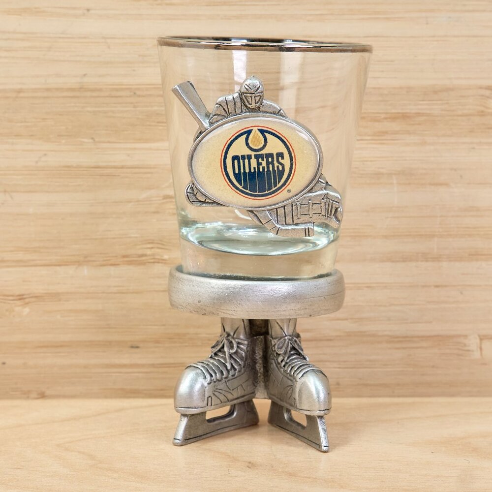 NHL Edmonton Oilers Pewter Footed Shot Glass Encore Team Reflections